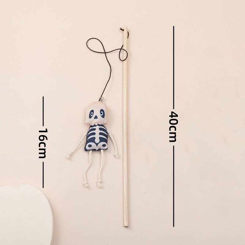 Cute Pumpkin Halloween Teaser Wand With Bell Cat Interactive Toy_voghion.com