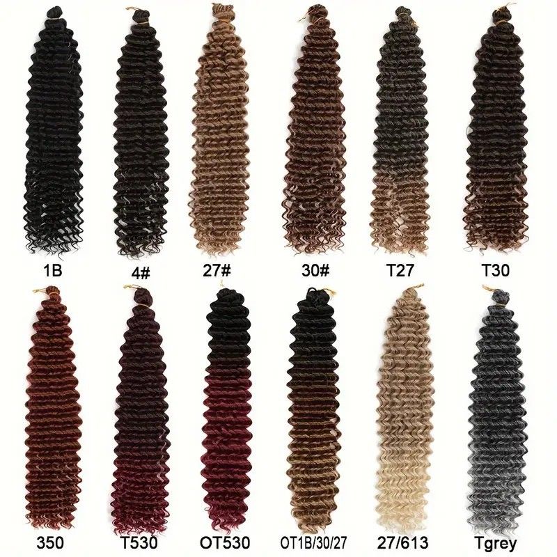 180% Density Deep Wave Crochet Hair - Synthetic Fiber Extensions With Pre-Looped Ends, For Men & Women Protective Styling_voghion.com