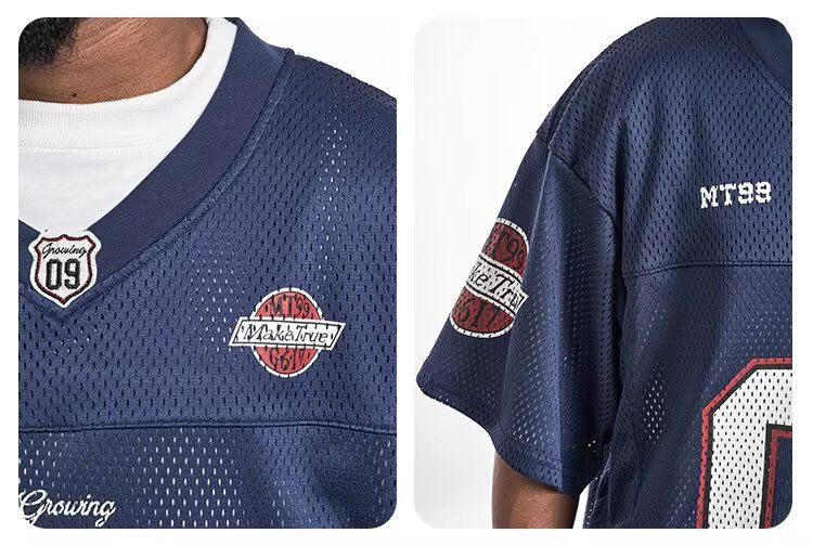 Herrenbekleidung Digitale Baseballuniform Kurzarm Hohle Eisseide Sommer Fünf-Punkt-Ärmel Lässiges Trendy T-Shirt_voghion.com