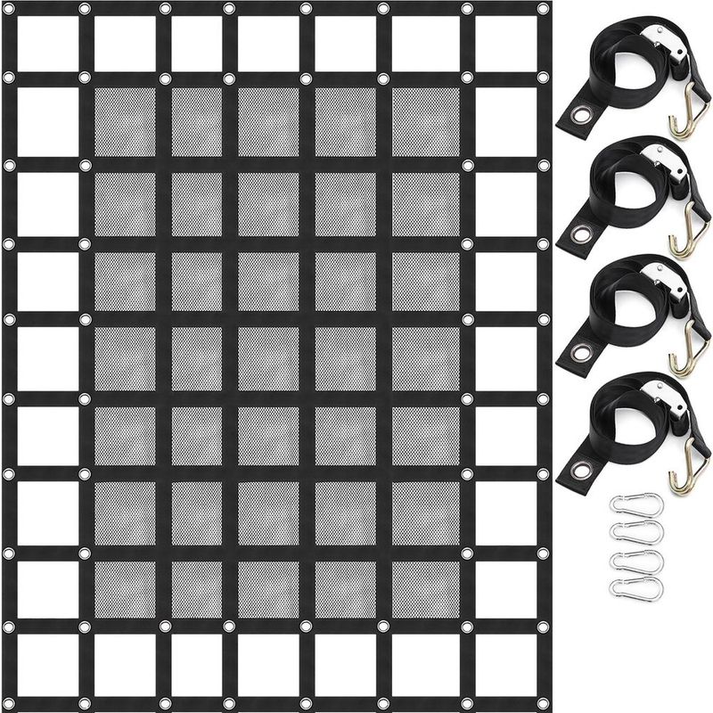 Cargo Net With Mesh, 8' X 6.7' Cargo Net For Pickup Truck Bed, Heavy Duty Cargo Nets With Cam Buckles & S-Hooks & Cross Strap, Truck Bed Ca_voghion.com