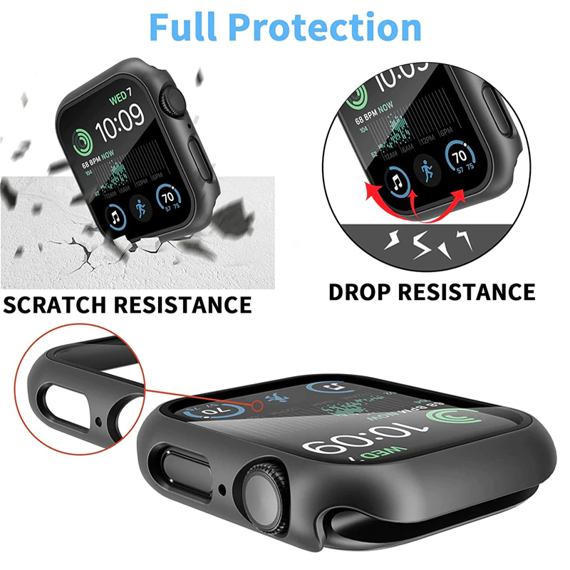 Stikls+apvalks Apple Watch maciņam 8 7 6 SE 5 3 iWatch aksesuārs Ekrāna aizsargs Apple pulksteņu sērija 44mm 45mm 40mm 41mm 38mm 42mm_voghion.com