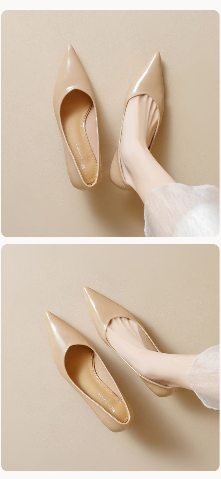 Schwarze Pendler-Arbeitsschuhe, leichter Mund, Stiletto-Einzelschuhe, weiche Sohle, Katzenabsatz, Temperament, High Heels für Damen_voghion.com