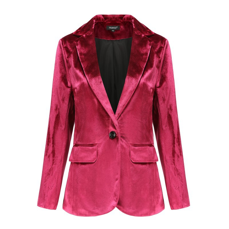 Top da pendolare verde scuro con giacca in velluto a un bottone, popolare in autunno e inverno 2025 per le donne_voghion.com