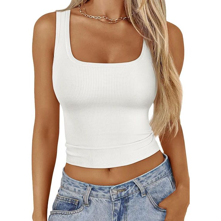 Women's Clothing Camisole Vest Hot Girl Summer Outer Wear Square Collar Belly Exposing Vest Women's Inner Shirt Top_voghion.com