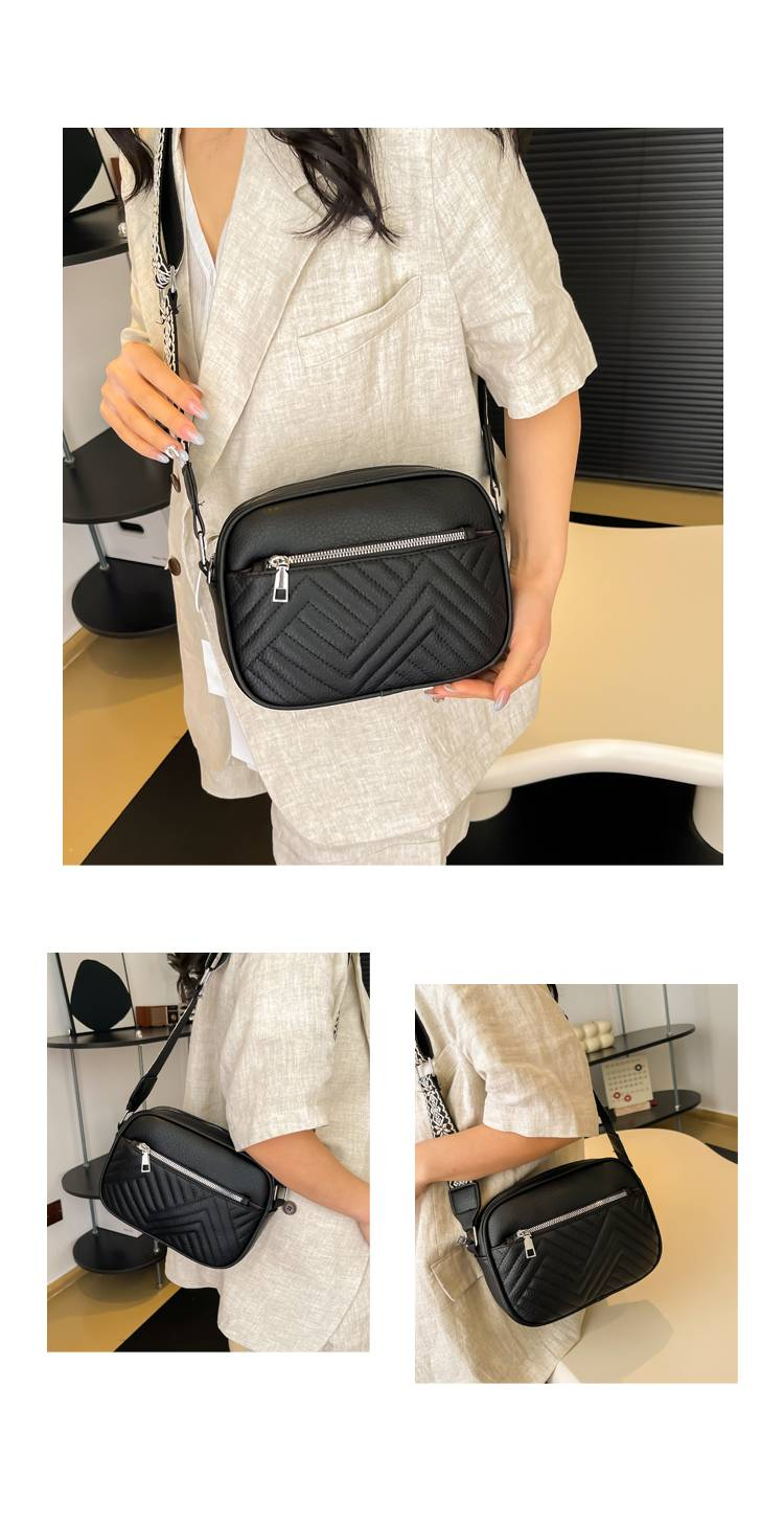 Borsa a tracolla piccola quadrata con motivo in rilievo, nuova casual da donna, tracolla larga con motivo a tracolla_voghion.com