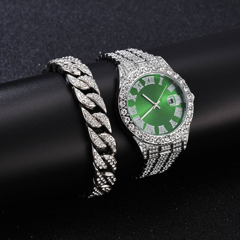 Business Dial Diamonds Sparkling Steel Strip Calendar Waterproof Quartz Watch For Giving to Man _voghion.com