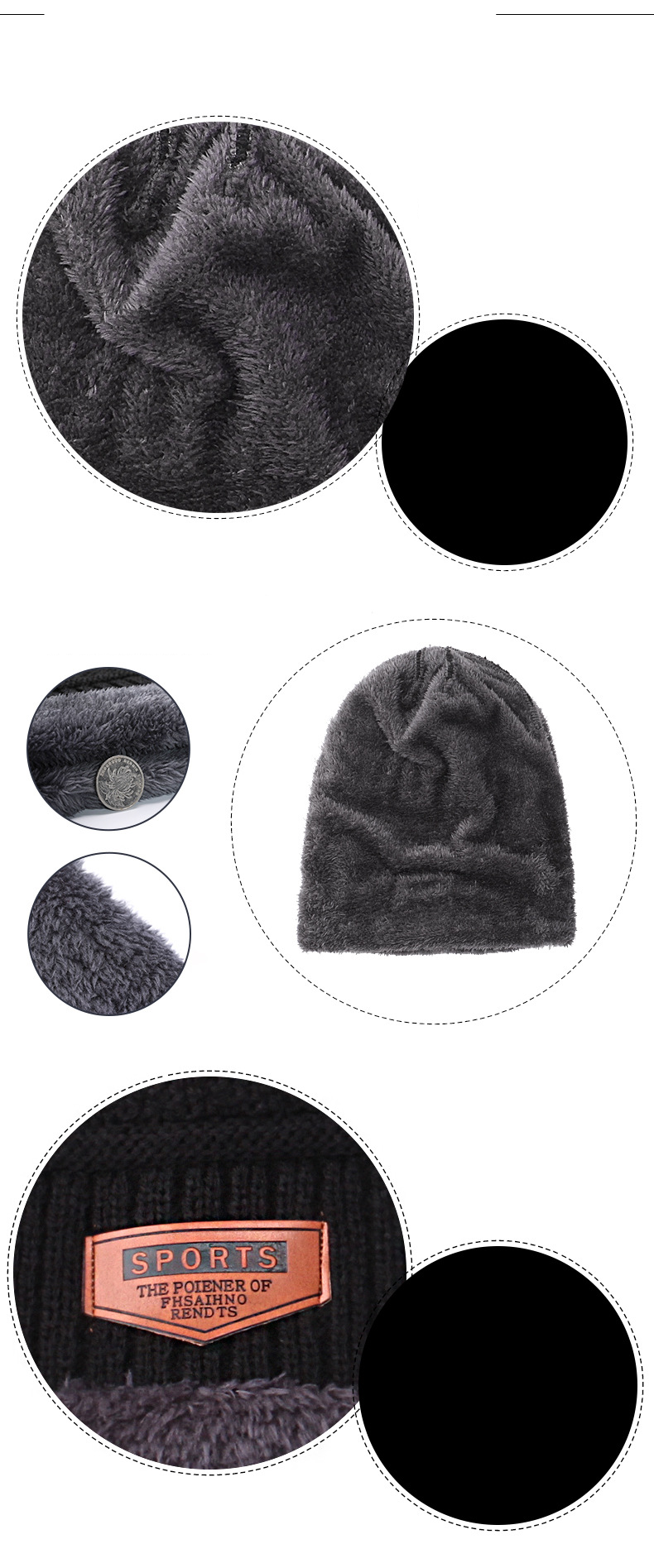 Acessórios unissex protetor de pescoço quente gorro de lã lã e gorro de malha grossa pulôver gola duas peças_voghion.com