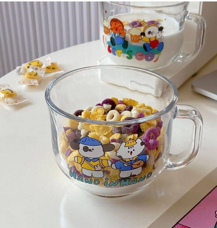 Tazza di vetro per cuccioli, tazza di avena per la colazione, tazza di latte, tazza di acqua per studenti, bevanda fredda, tazza di succo_voghion.com