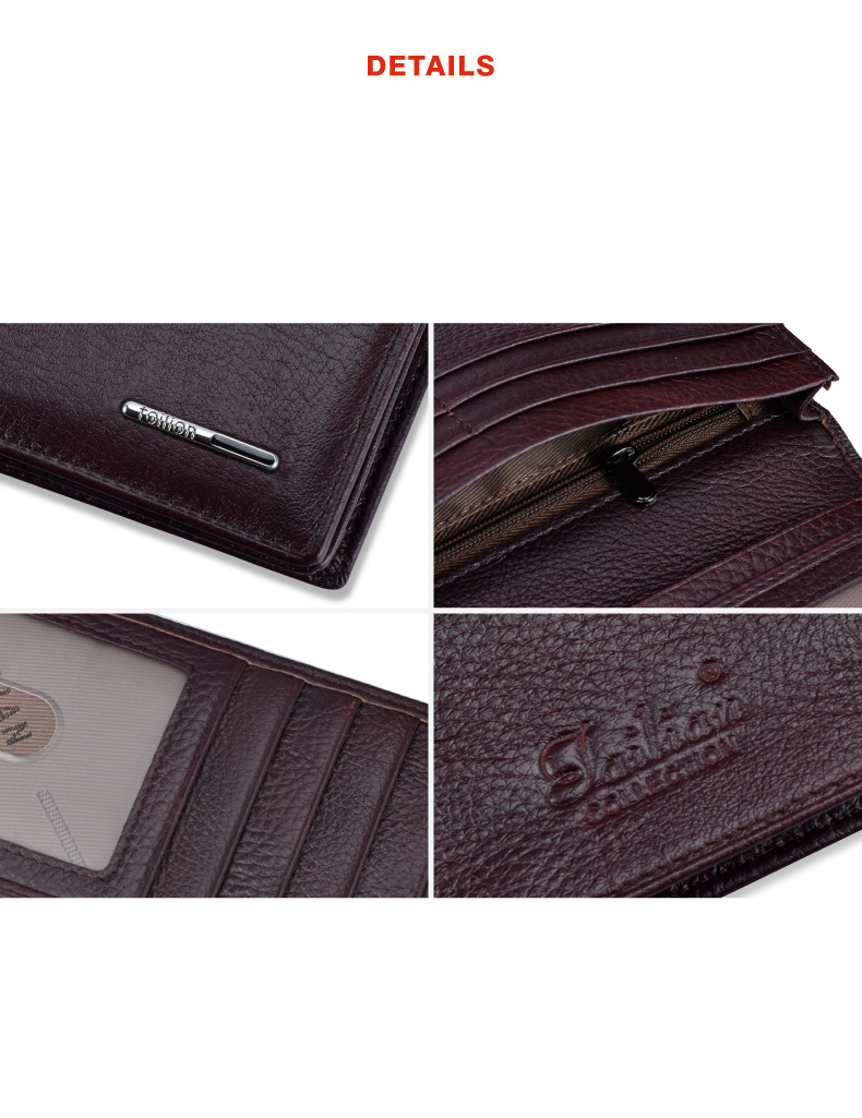 Echtes Rindsleder Herren Geldbörse Business Anzug Multi-Card Lange Geldbörse_voghion.com