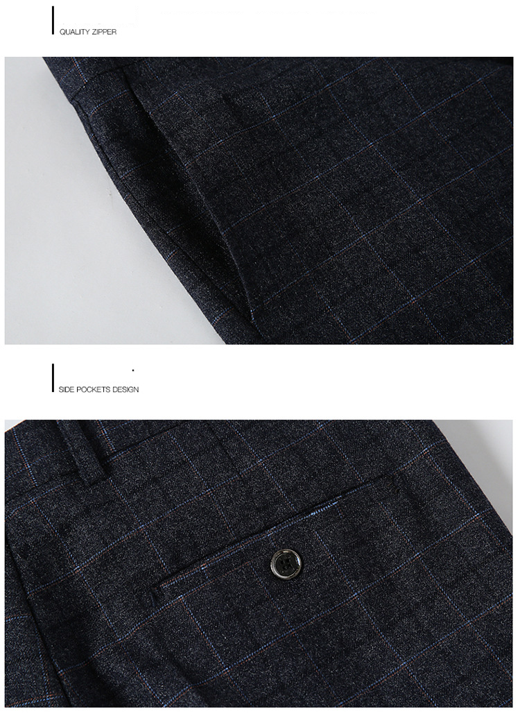 Roupas masculinas da moda, calças xadrez de negócios, terno formal masculino combinando_voghion.com