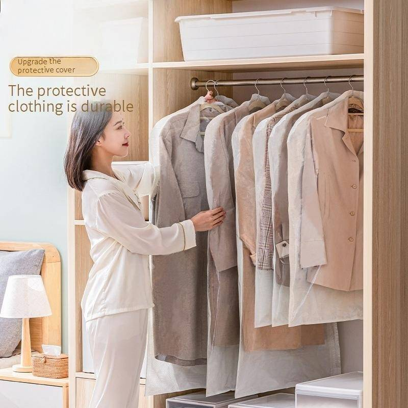 Heavy-Duty Garment Cover - Thick Dust-Proof Hanging Storage Bag (Durable Fabric Clear Window Zippered Closure) - Fits Jackets & Down Coats_voghion.com
