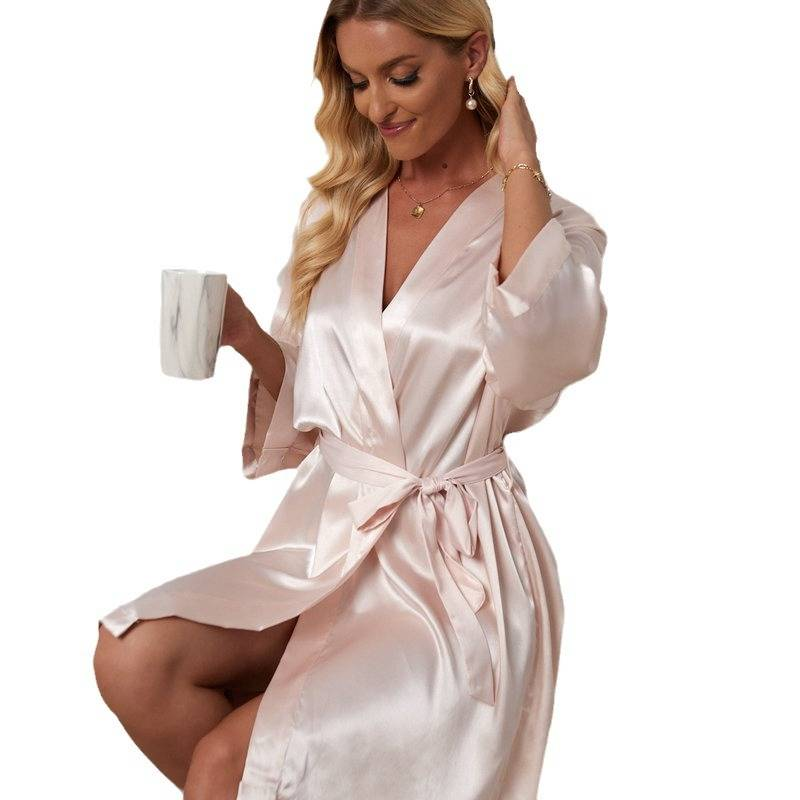 Women's Sleepwears Robes Summer Thin Long Ice Silk Robes Spot Home Clothes Hotel Bathrobes_voghion.com