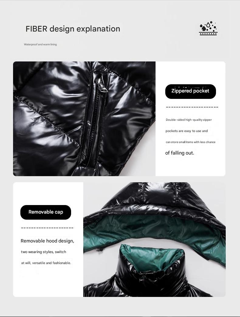 Men's Clothing Men's White Duck Down Puffer Jacket, Waterproof Winter Coat With Hood, Black & Green Short Jacket_voghion.com
