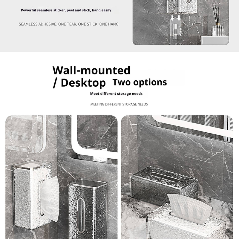 Wandgemonteerde transparante tissueboxhouder met lade - Stijlvolle badkamer- en keukenpapierorganizer (multifunctioneel, waterbestendig)_voghion.com