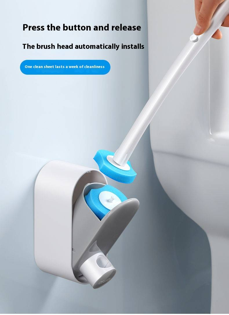 Einweg-Toilettenbürstenset – 8er-Pack austauschbare Köpfe mit langem Griff (hygienisch, spritzwassergeschützt, an der Wand montierbar) – Ozeanblau / Zitronengelb / Lavendel_voghion.com
