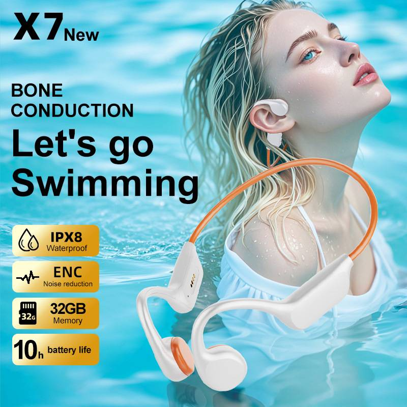 X7S Knochenleitungs-Bluetooth-Kopfhörer zum Schwimmen, 32 GB integrierter Speicher, IPX8 wasserdicht, 8 Stunden Akkulaufzeit, Bluetooth 5.3_voghion.com