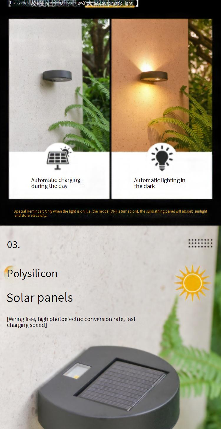 Lámpara solar de pared para exteriores, luces LED impermeables para jardín con sensor de movimiento, iluminación decorativa para patios, escaleras y caminos (LG-67)_voghion.com