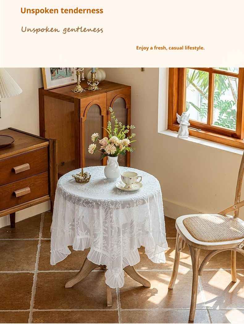Tovaglia in pizzo francese – Copritavolo ricamato in poliestere per matrimoni, sala da pranzo e arredamento per la casa (90x90 cm/120x120 cm/140x140 cm/140x180 cm, bianco)_voghion.com