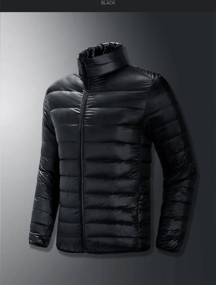 Men's Lightweight Stand Collar Down Jacket - 550fp White Duck Feather, Slim Fit Short Coat For Sports & Casual, Black/Navy/Red/Blue/Gray, M-6xl_voghion.com