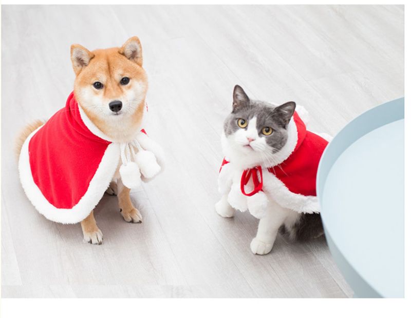 Cat Christmas Dress Little Red Riding Hood Cloak Cloak Pet baby cat Christmas New Year cloak puppy dog hat_voghion.com