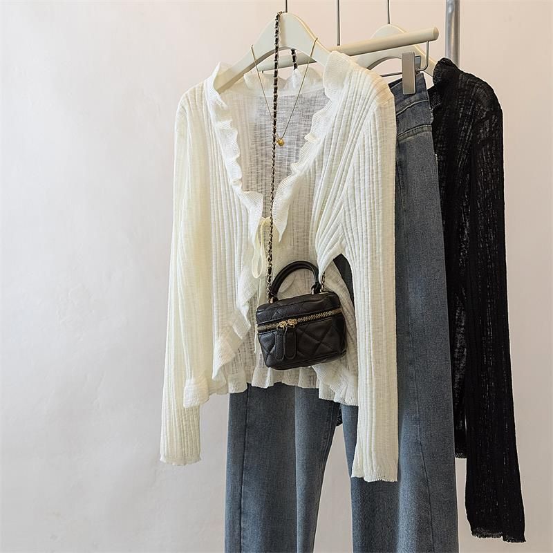 Cardigan traspirante in seta ghiacciata, cappotto estivo da donna, camicetta, scialle, taglie forti, abbigliamento aderente e anti-sole_voghion.com