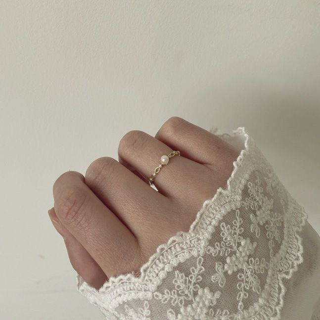 Perlmutt-Zirkonring für Frauen, vergoldeter leichter Luxus-Ring, schlichtes und Nischendesign_voghion.com