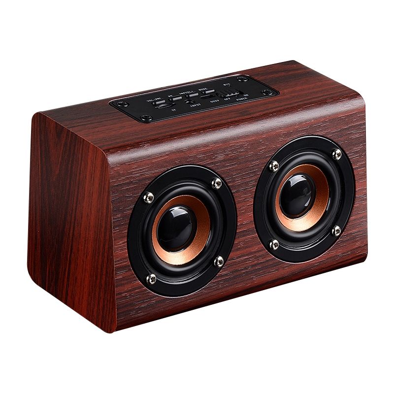 W7 Bluetooth 4.2 Houten Dubbele Hoorns Bluetooth Luidspreker (Rode Houtstructuur)_voghion.com