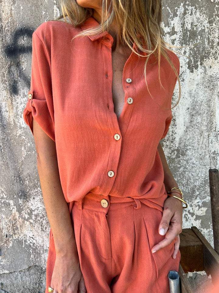 Women's new cotton and linen short-sleeved shorts casual suits _voghion.com