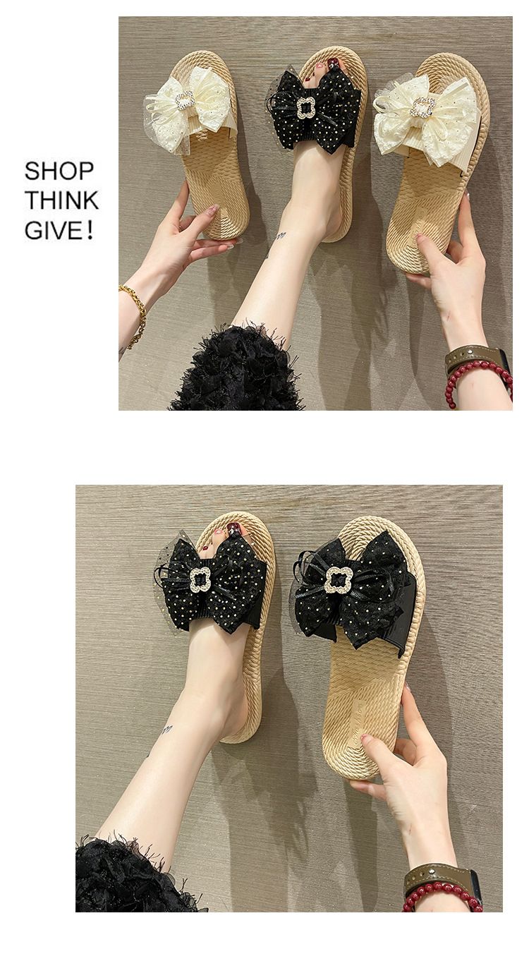 Damenschuhe Version von Outdoor-Hausschuhen Sommer Neue Schleifen-Hausschuhe für Frauen zum Ausgehen zu Hause Modische und vielseitige trendige Freizeit_voghion.com