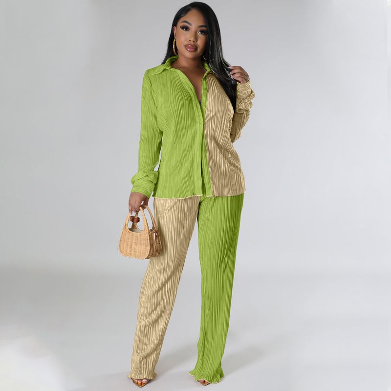 Abbigliamento donna Autunno Nuovi prodotti Colore Stuzzicadenti Tessuto Largo Casual Due Pezzi Completo_voghion.com
