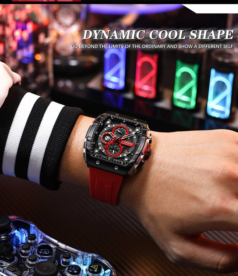 Lyxig kronografklocka för män med gummiband, klassisk vattentät kvartsklocka med datumsimulering_voghion.com