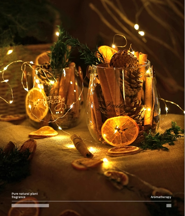 Tragbares, flammenloses, duftendes Zimtornament, Diffusor aus getrockneten Blumen und Zitrone, lang anhaltender, reinigender Duftdiffusorbecher im Schlafzimmer_voghion.com