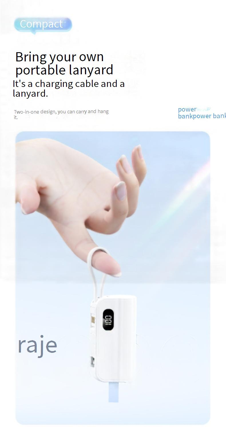 Power Bank Pocket Capsule Power Bank 5000 MAh Mini Emergency Tail Plug 10W Mobile Power Bank_voghion.com