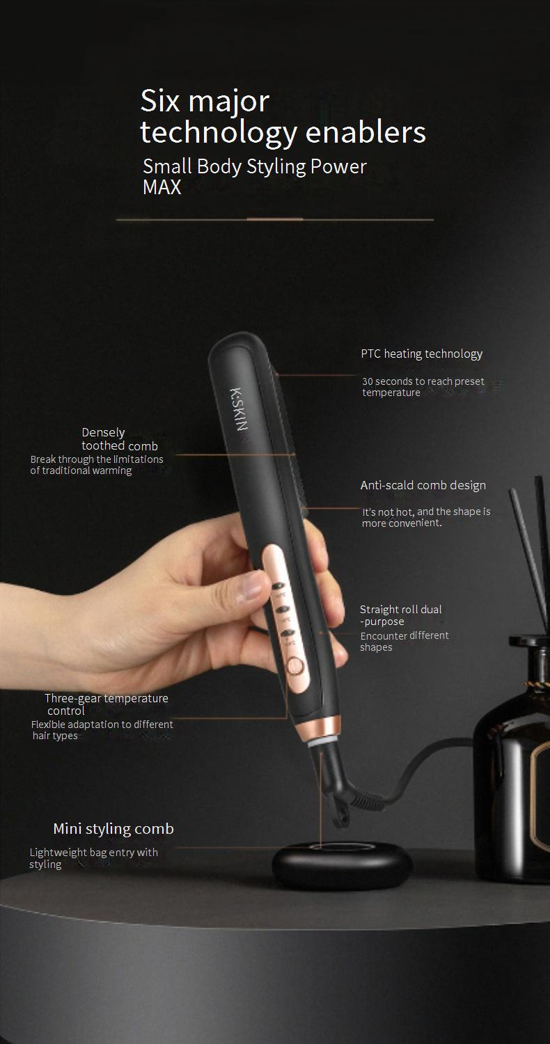Rizador de pelo, plancha de pelo de doble propósito, pequeño, de potencia, mini rizador de lana para dormitorio de estudiantes_voghion.com