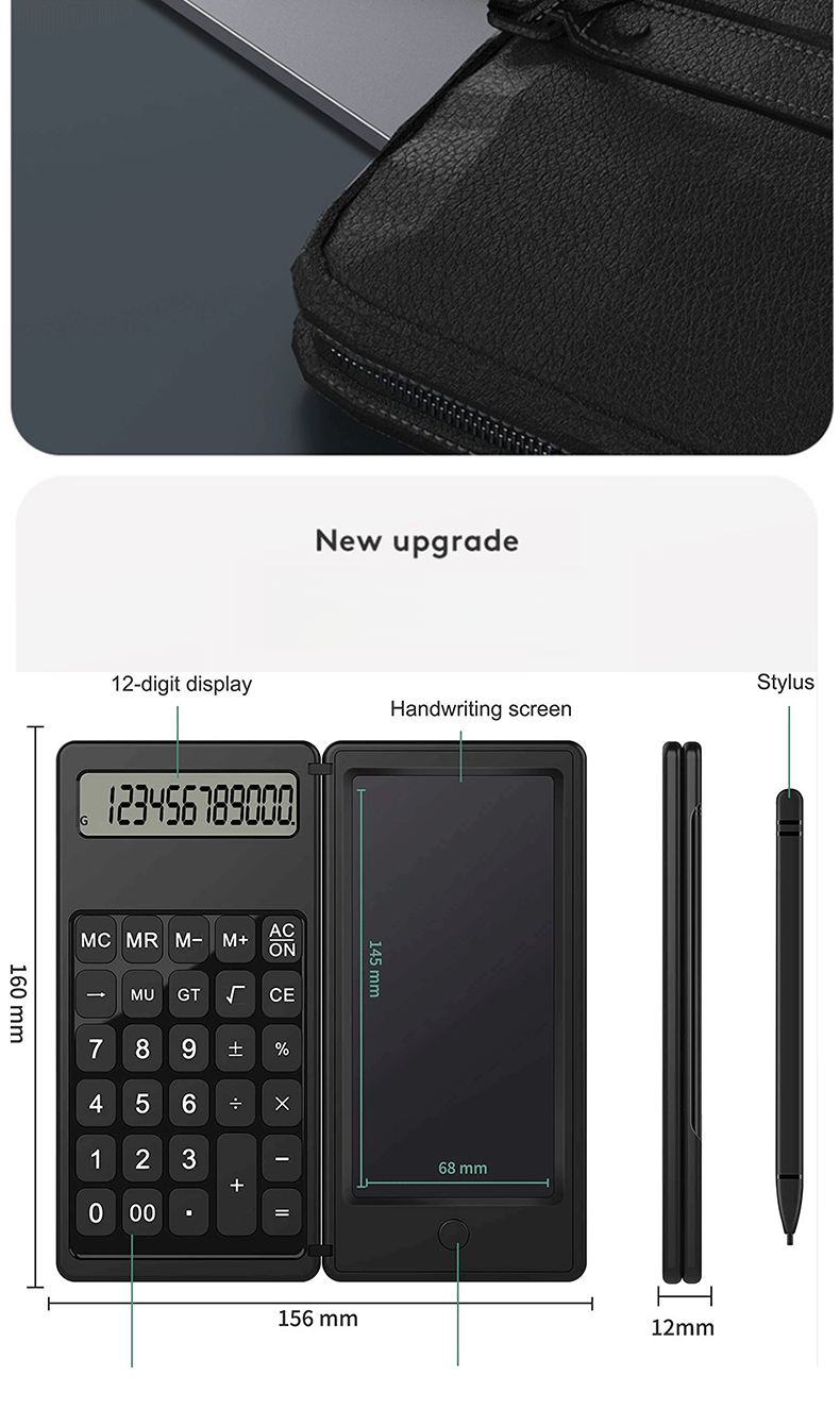 Solar-Powered Scientific Calculator With Writing Pad - 12-Digit Display, Dual Power (Battery & Solar), Portable & Lightweight For Students, Office_voghion.com