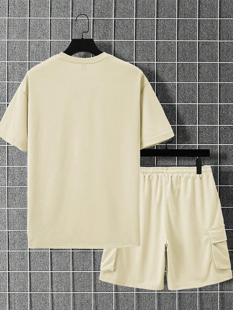 Completo estivo da uomo a maniche corte e pantaloncini da 5 pollici - Miscela di cotone modal leggero per la palestra_voghion.com