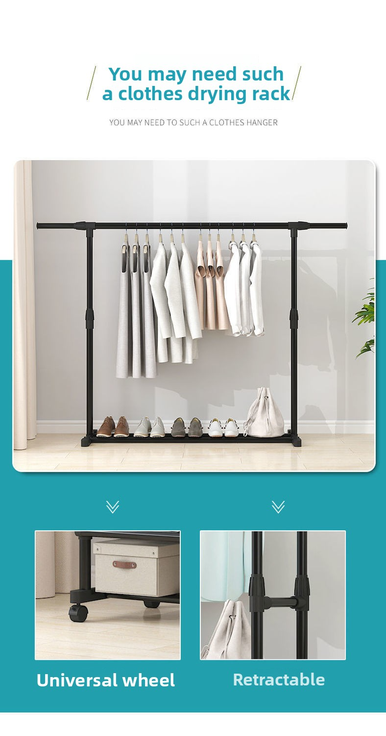 Stendibiancheria indipendente a doppia asta – Organizzatore per indumenti da interno regolabile in altezza, moderno appendiabiti salvaspazio per camera da letto e dormitorio_voghion.com