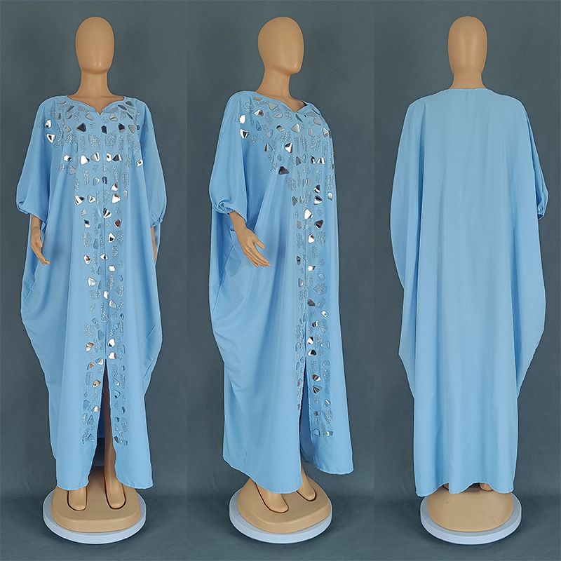 Vestido con parche irregular de diamantes de imitación para mujer_voghion.com
