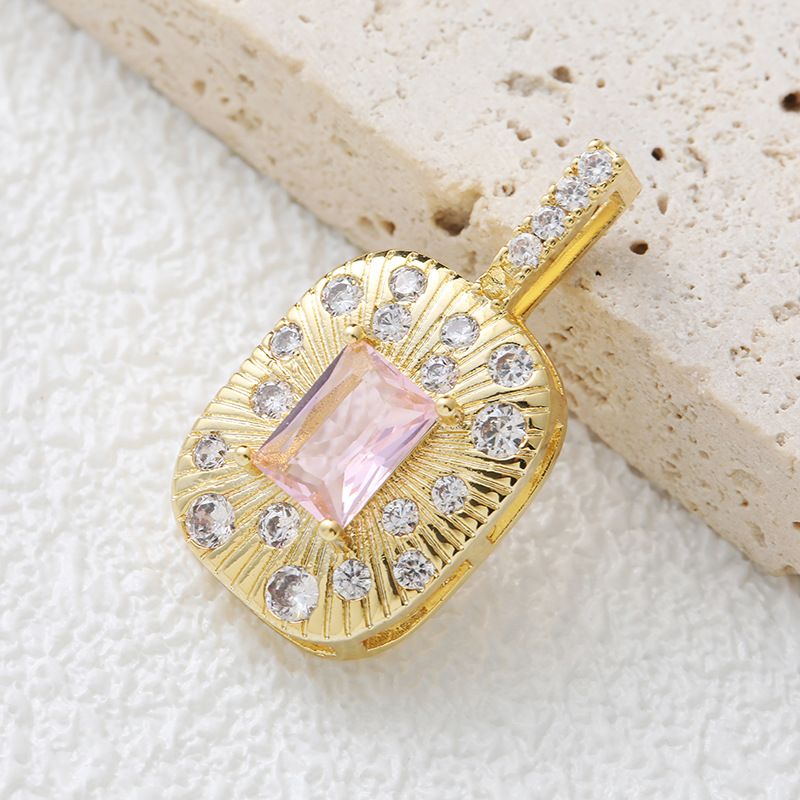 Collana grande e colorata con pendente singolo in rame placcato oro con zirconi, stile palazzo, elegante e piena di diamanti per le donne_voghion.com