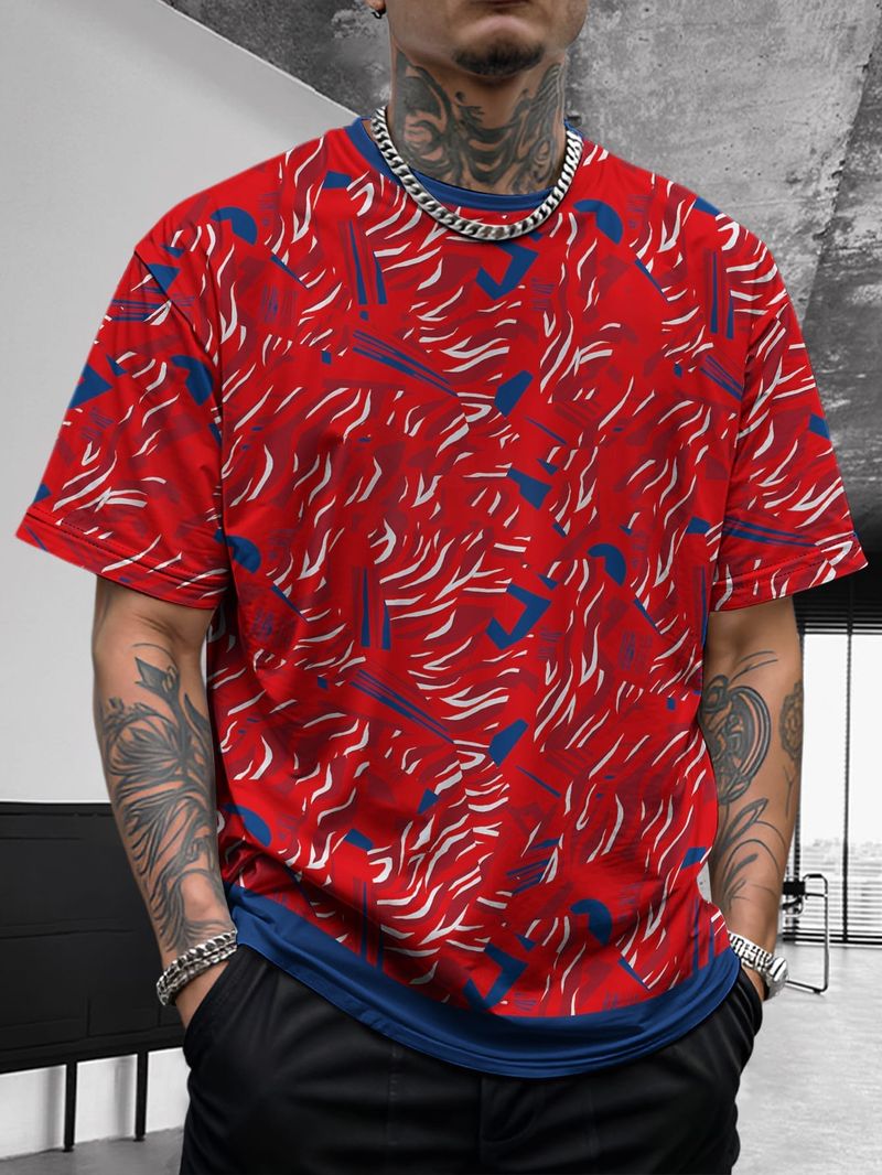 Sommer Neue Herren Kontrastfarbe Street Style Patchwork Modisch Lässig Atmungsaktiv Vielseitig Kurzarmhemd_voghion.com
