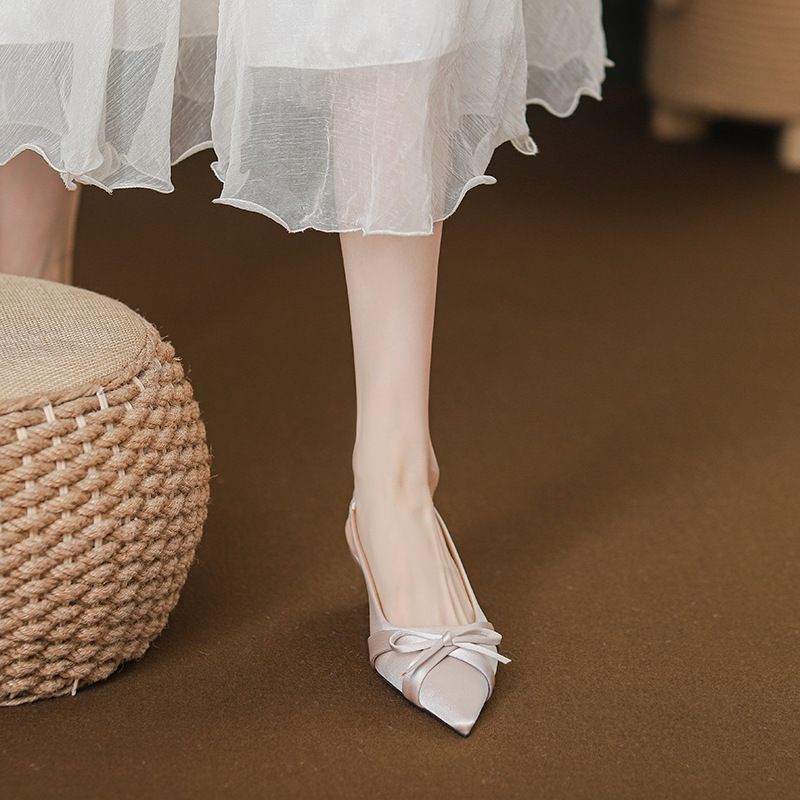 2025 Summer And Autumn Low Shallow Mouth Pointed Toe Chunky Heel Single Non-Slip High-End Feel Wedding Shoes Comfortable_voghion.com