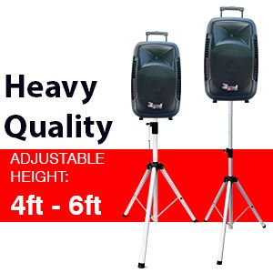 5 Core Speaker Stand Tripod Floor Heavy Duty Adjustable Up to 72 Inch DJ Studio Monitor Stands Pole Mount - SS HD WH BAG_voghion.com
