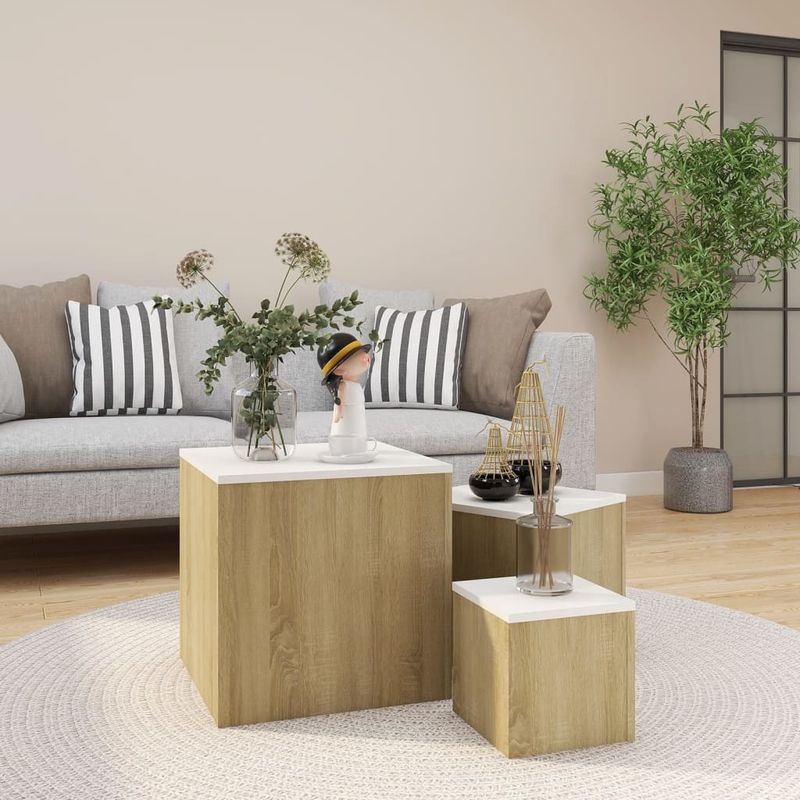 Side Tables Coffee Sofa Hallway Accent Table Engineered Wood3 Pcs VidaXL_voghion.com