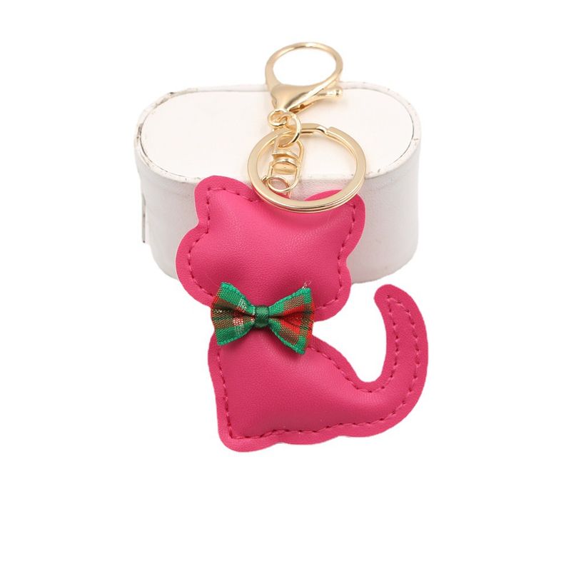 Nuovo ciondolo portachiavi in pelle a forma di papillon con gatto, accessorio per zaino, portafoglio_voghion.com