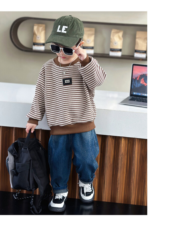 Streifen 2023 Frühling und Herbst Neue Kinder Hübsche Casual Zwei Stück Set für Jungen mit Western Stil Lange_voghion.com