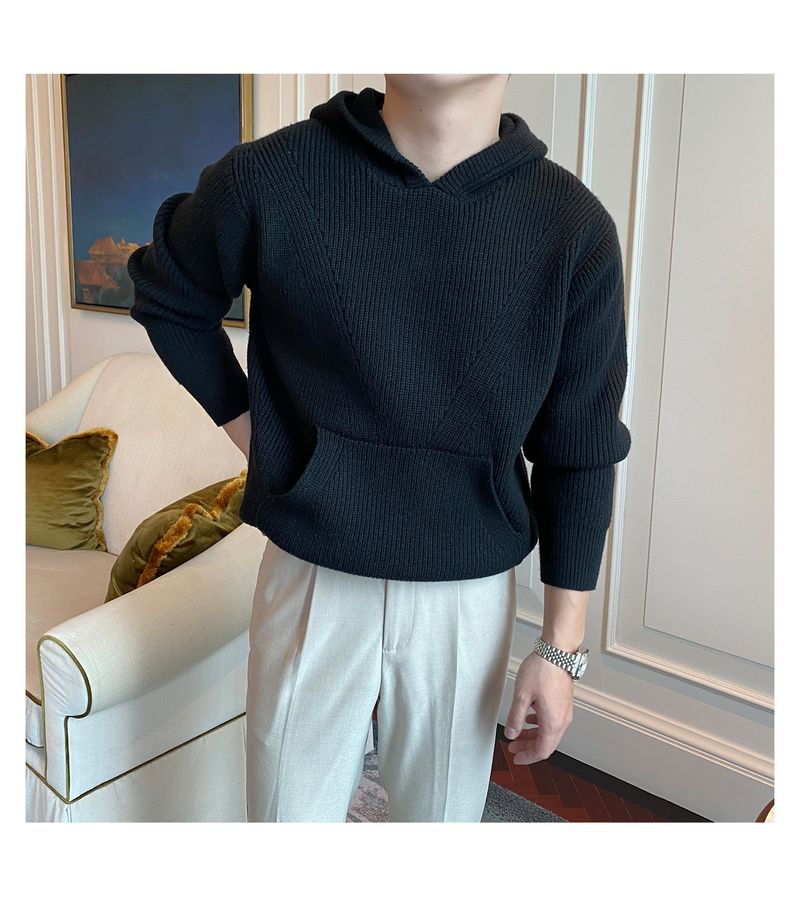 Maglione oversize con cappuccio da uomo - Pullover comodo ed elegante per abbigliamento casual e business (nero, blu, rosso, taglie EU dalla S alla 2XL)_voghion.com