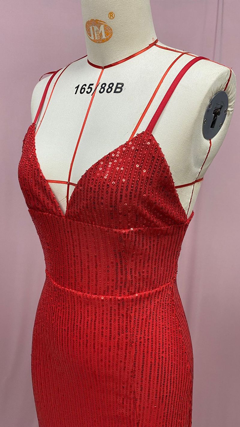 Dametøj kendis sexet pailletteret rygløs kjole slank slidskjole lang nederdel_voghion.com