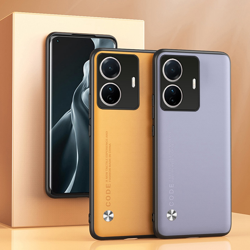 Luxe leren telefoonhoesje voor Vivo T1 Pro 5G Achterkant Matte siliconen volledige camerabescherming Hoesje voor Vivo T2 T2X T1X C_voghion.com