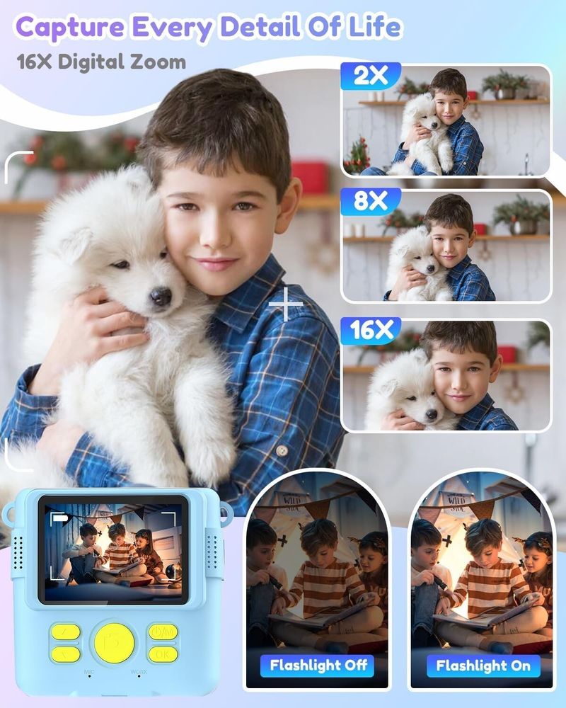 Kids Camera Video Recorder 1080P LCD Mini Toy Digital Children Cam Instant Print_voghion.com