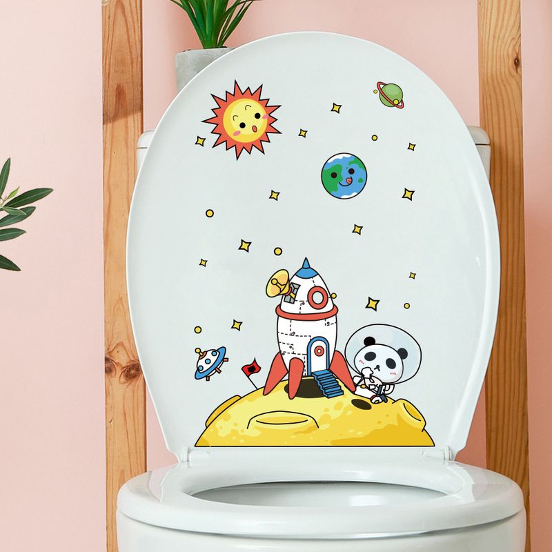 Astronaut lunar PVC decorative frosted N1832 toilet lid wall sticker_voghion.com